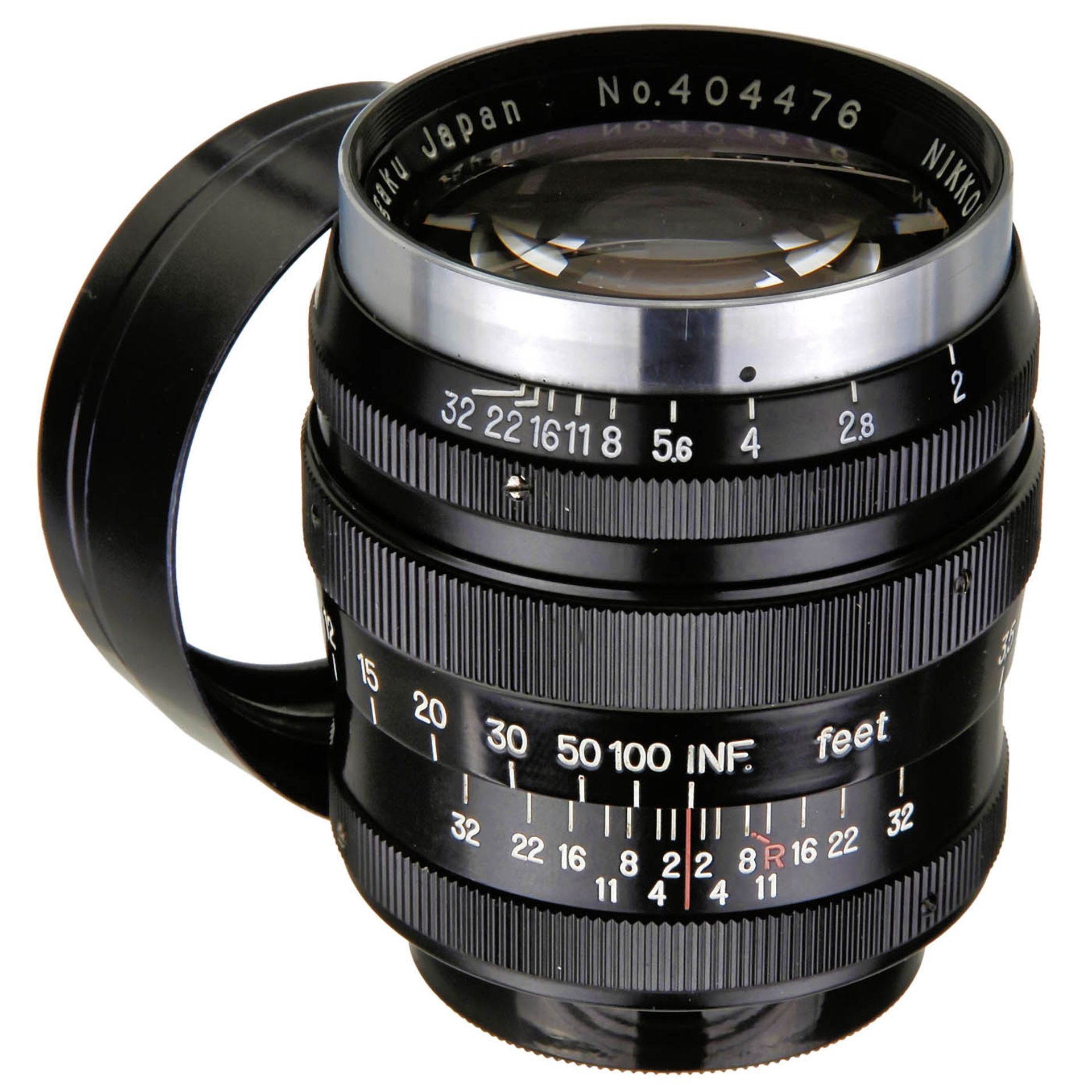 Nikkor-P. C 2/8,5 cm schwarz, für M39, um 1953 Nippon Kogaku, Japan. Nr. 404476, schwarz, Leica-