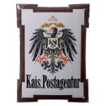 Emailleschild "Kais. Postagentur", um 1900 Original-Emailleschild der Kaiserlichen Postagentur,