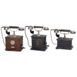 3 deutsche Tischtelephone 1) Bayerischer Tischapparat Modell EB 08 von Friedrich Reiner, ab 1908,