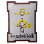 Emailleschild "Telegraphenhilfstelle", um 1900 Original-Emailleschild einer Poststelle mit