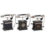3 deutsche Tischtelephone, um 1900-10 1 x Modell M 99 und 2 x Modell OB 05, Metallgehäuse,