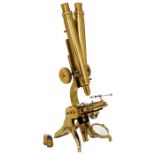 Englisches Binokular-Mikroskop von Swift, um 1890 Am Fuß signiert "J. Swift, 43, University St.,