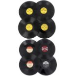 8 Schellackplatten von Johnny Cash, um 1955 1) Sun Record Company 258, "There you go" und "Train