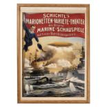Original-Lithographie "Schichtl's Marionetten-Variété-Theater", um 1908 Nr. 4715, Farblithographie