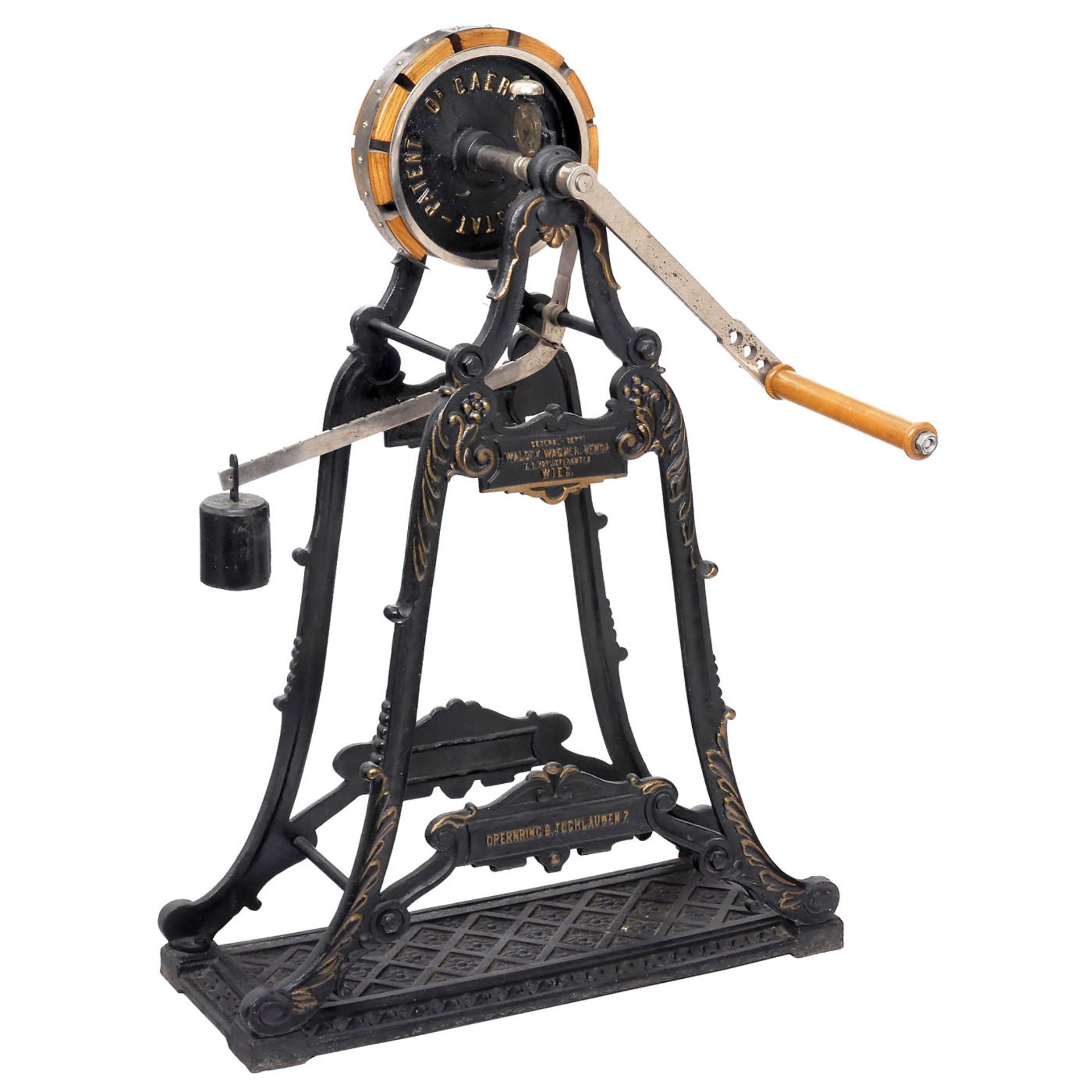 Drehkurbelergometer von Gaertner, um 1890 Dr. Gaertner Patent Ergostat, Hersteller: Waldek, Wagner &