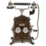 Norwegisches Prachttelephon "Elektrisk Bureau Kristiania", um 1895 Tischapparat nach Øyan's