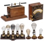 Elektro-physikalische Instrumente und Leuchtmittel 1) Funkeninduktor nach Ruhmkorff, um 1920,