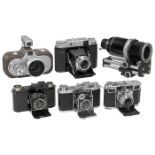 5 Kameras von Zeiss Ikon Zeiss Ikon, Dresden. 1) Super Nettel I (536/24), schwarz, Nr. Y 60629, 24 x