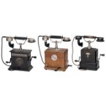 3 deutsche Tischtelephone 1) Bayerischer Tischapparat Modell EB 08 von Alois Zettler, ab 1908,