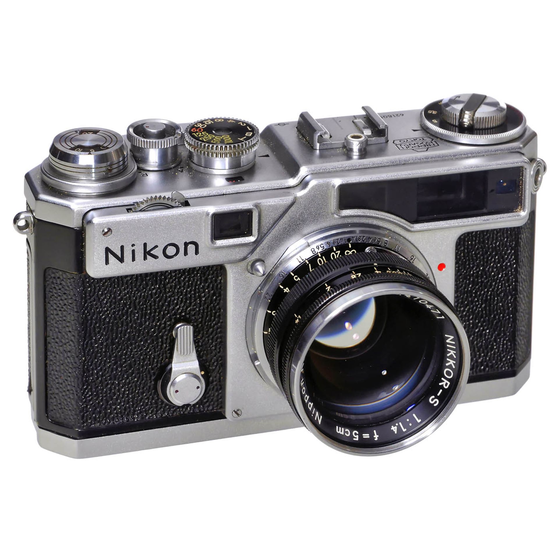 Interessante Nikon SP Ausrüstung Nippon Kogaku, Japan. 1) Nikon SP, Nr. 6218052, Verschluß läuft, - Bild 2 aus 2