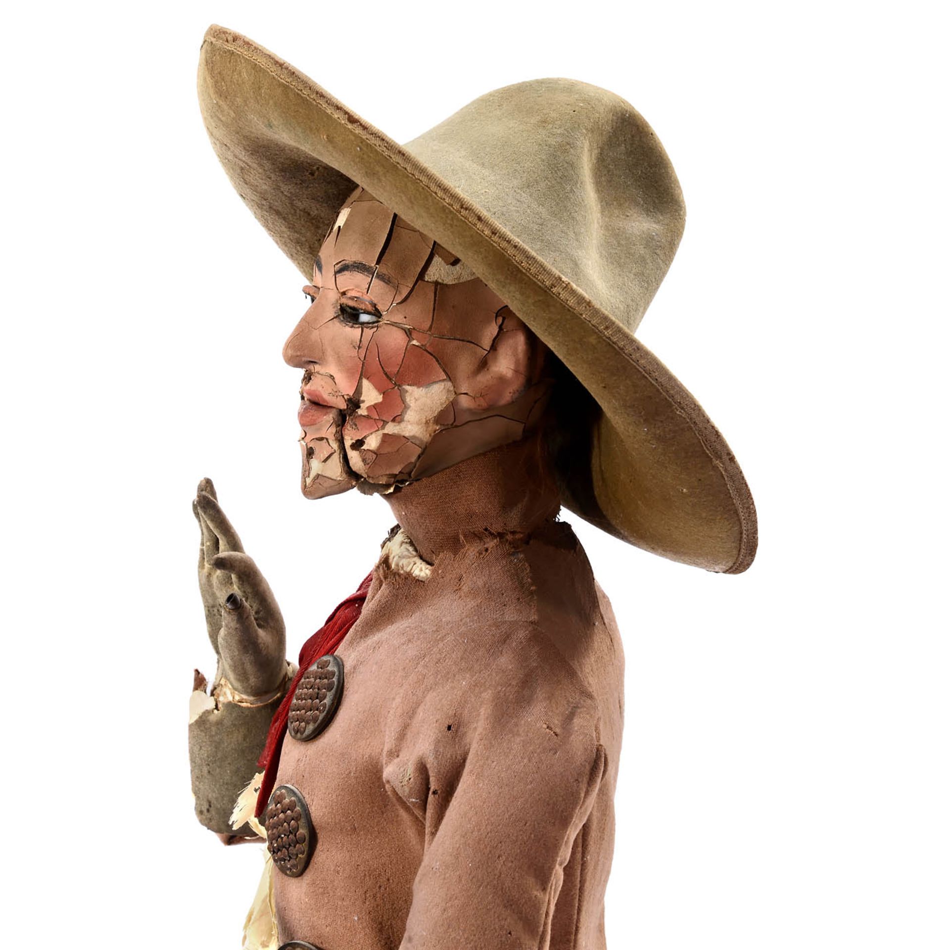 Seltener Raucher-Automat "Buffalo Bill" von Vichy, um 1890 Mit Papiermaché-Kopf, kantiges Profil, - Image 5 of 7