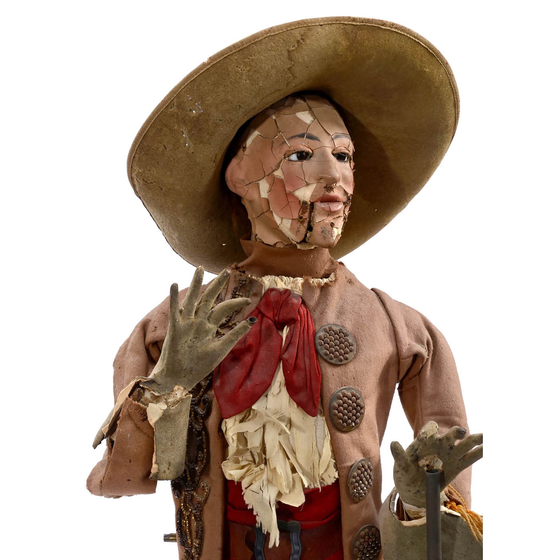 Seltener Raucher-Automat "Buffalo Bill" von Vichy, um 1890 Mit Papiermaché-Kopf, kantiges Profil, - Image 4 of 7