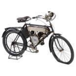 Motosacoche/Allvelo-Motorrad, um 1907 Schwedisches Fahrrad mit Schweizer Viertakt-Motor. Fahrrad von