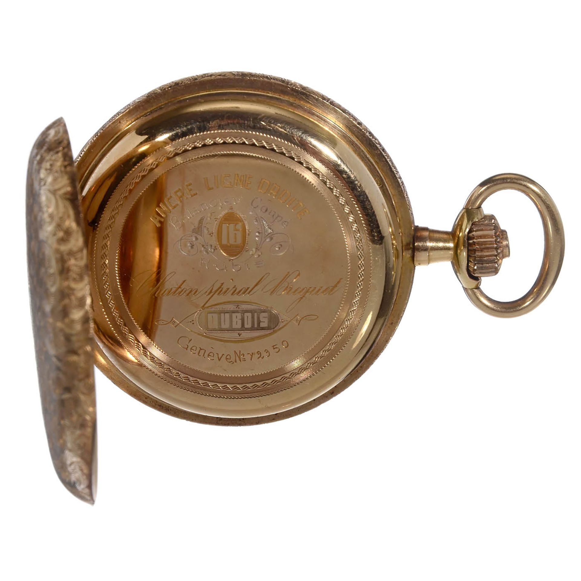 Goldene Taschenuhr (18 Karat) von Dubois, um 1885 Genf, Schweiz. Nr. 72950, Sprungdeckel, - Bild 3 aus 6