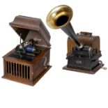 2 Edison-Phonographen 1) Edison Gem Phonograph Modell A, um 1902, für 2-Minuten-Walzen, Serien-Nr.