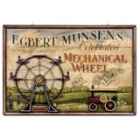 Dreidimensionale englische Werbetafel, um 1980 Für "Egbert Munsens Celebrated Mechanical Wheel",