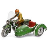 Zündapp-Motorradgespann von Tipp & Co, um 1955 TCO-59, lithographiertes Blech, Federwerkantrieb (