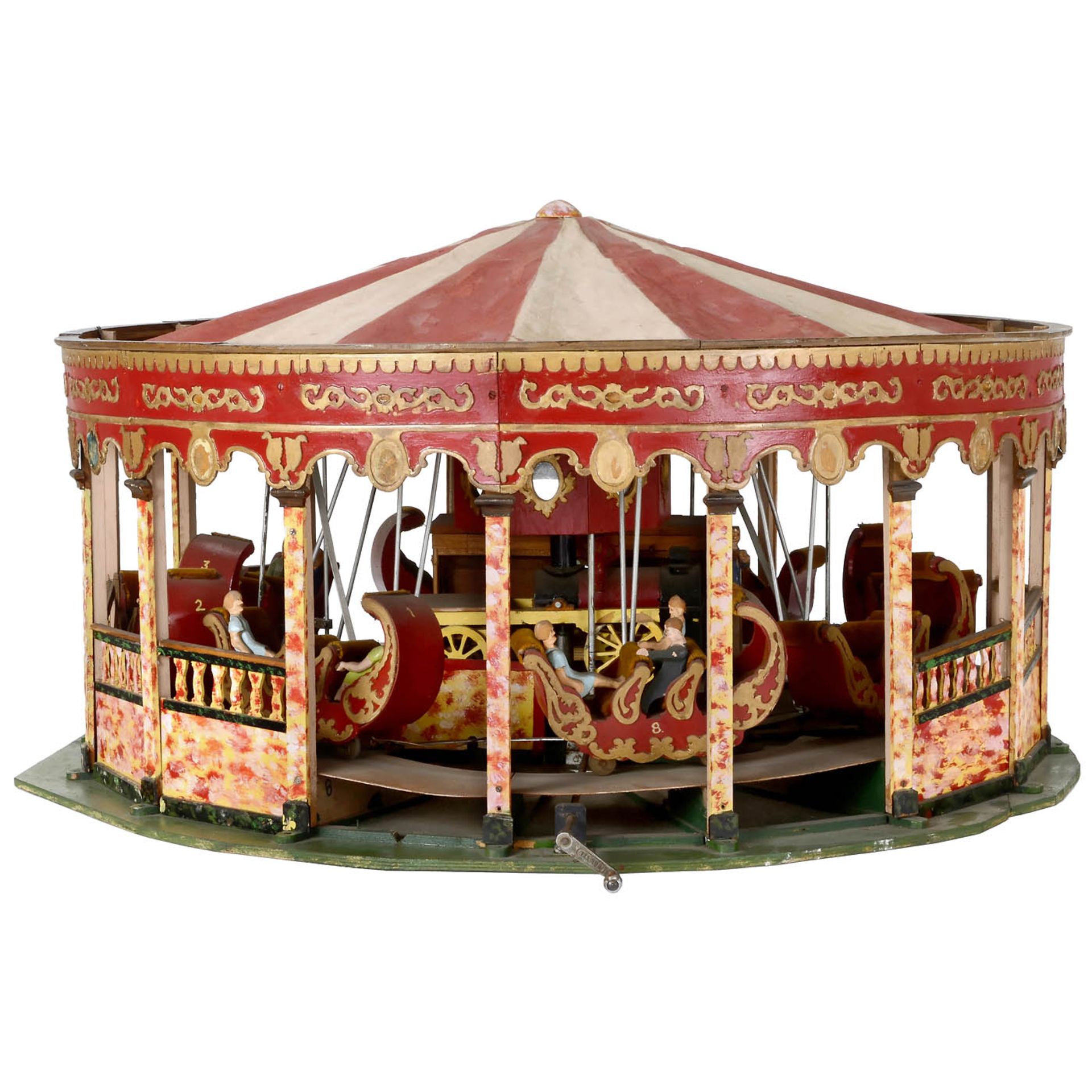 Miniatur-Jahrmarktmodell eines englischen Gondel-Karussells Kirmes-Modell aus Holz, Metall und - Bild 4 aus 4