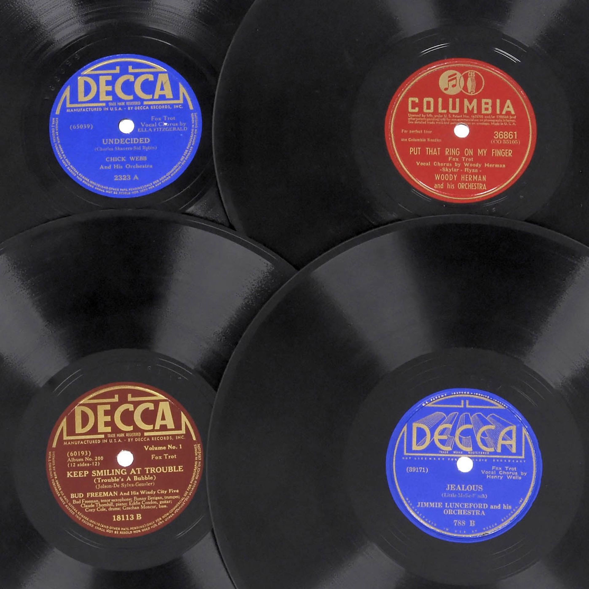 Chick Webb, Woody Herman, Bud Freeman und Jimmie Lunceford Shellac Discs, 1930 onwards - Bild 2 aus 3