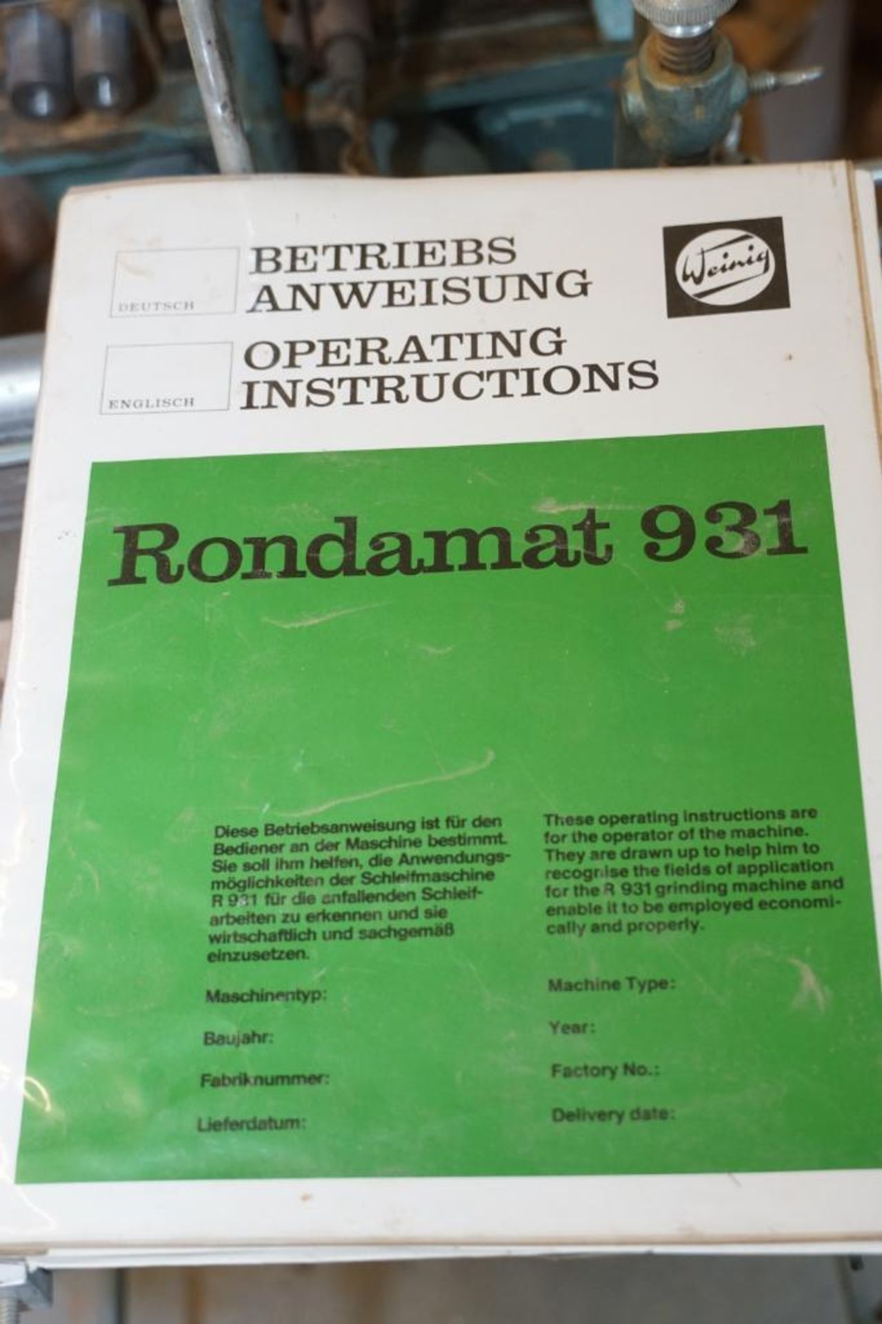 1986 Weinig Rondamat 931 Grinder - Image 13 of 14