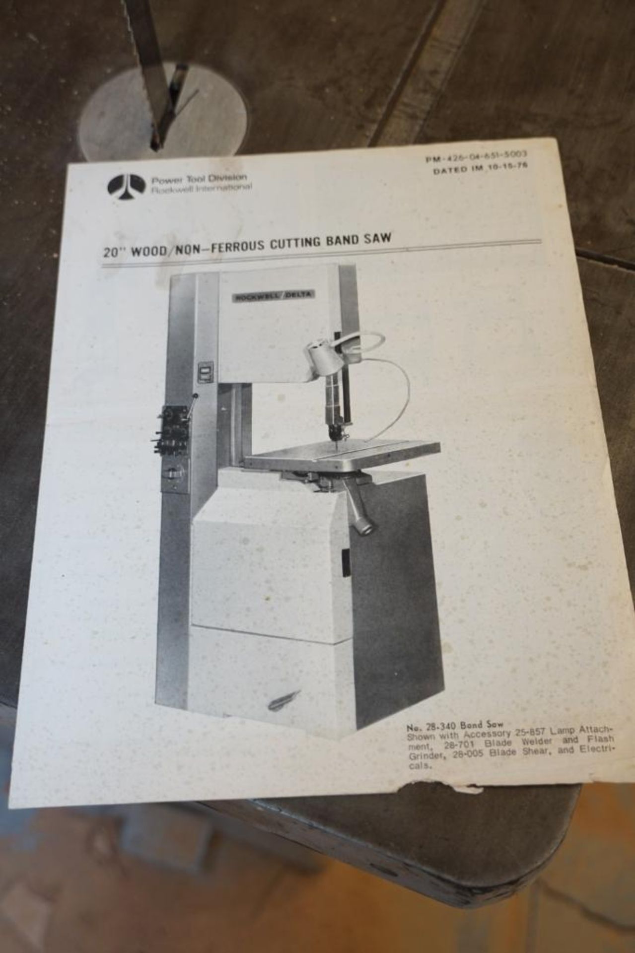 Rockwell 20 in. Vertical Bandsaw - Image 10 of 10