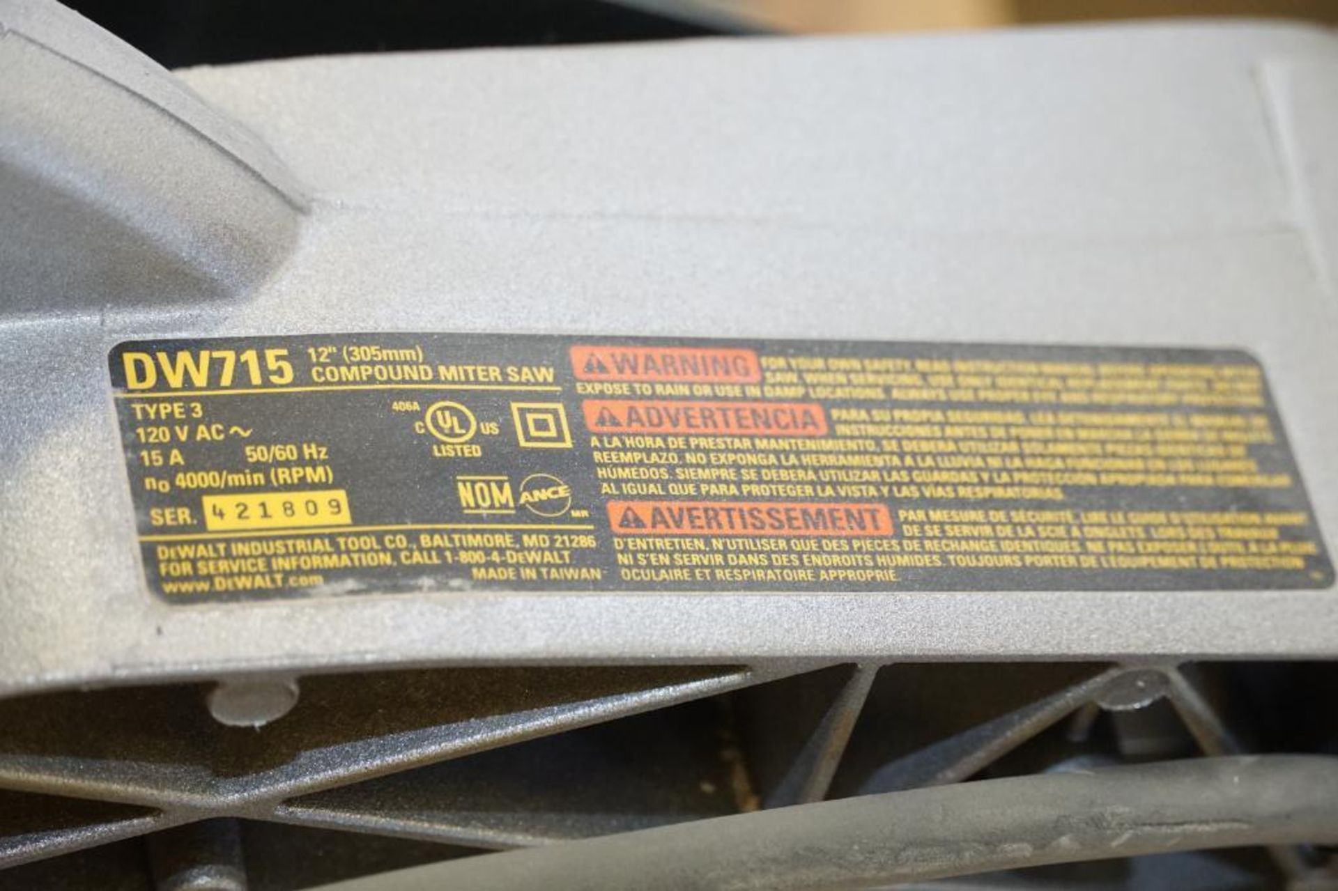 DeWalt DW715 12 in. Compound Miter Saw - Image 5 of 7