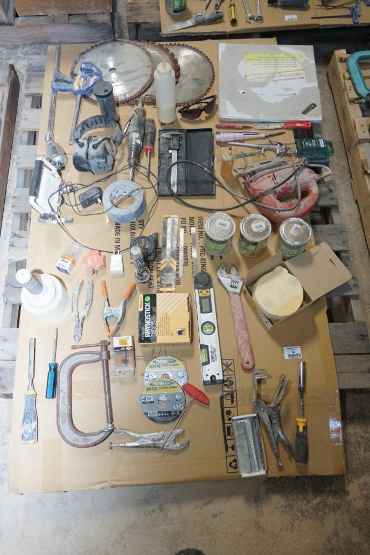 Skid of Tools, Blades, Clamps, Wrenches, Etc.