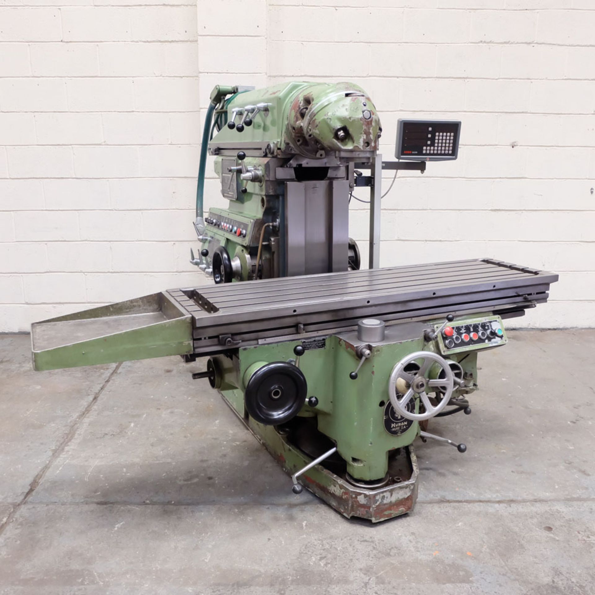 Huron NU5 Toolroom Universal Milling Machine. Table Size: 1635mm x 460mm. Taper: 50 ISO. 3 Axis DRO.