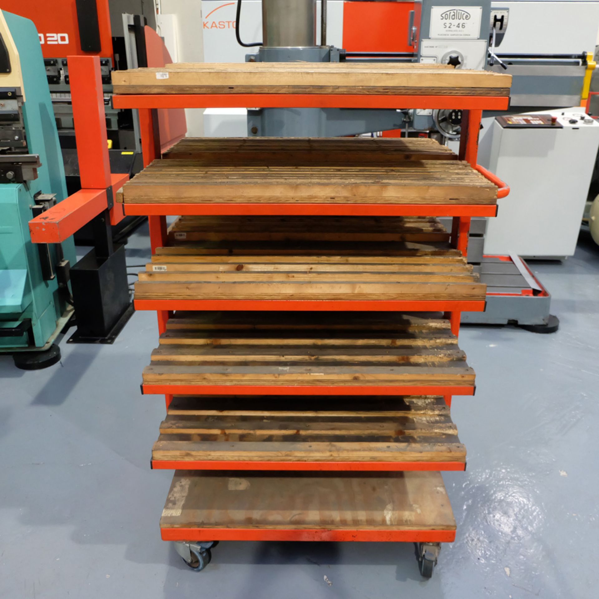 Press Brake Tooling Rack on Wheels. 6 Shelves.