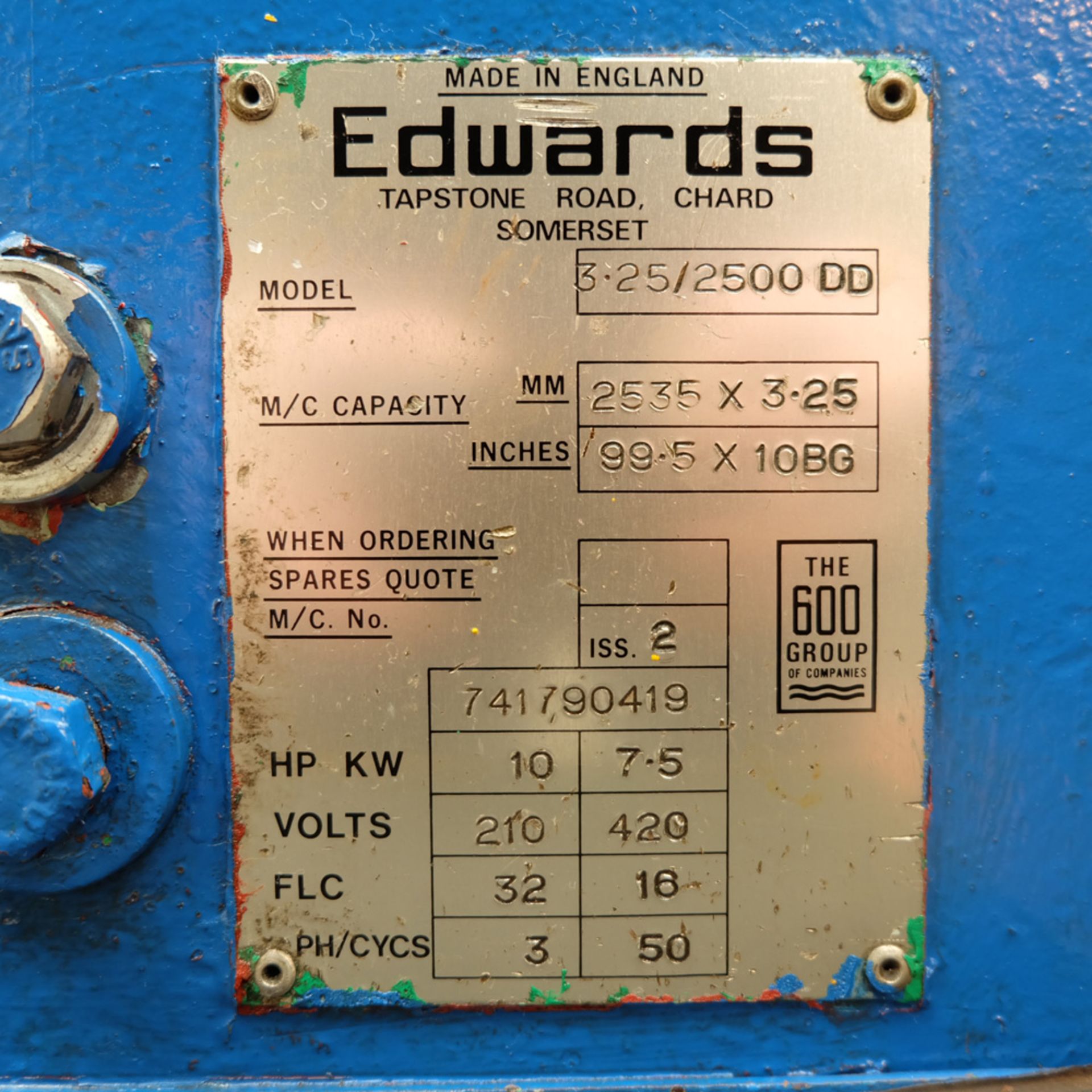 Edwards Truecut Powered Guillotine. Capacity: 3.25mm. Blade Length: 2500mm. - Image 6 of 10
