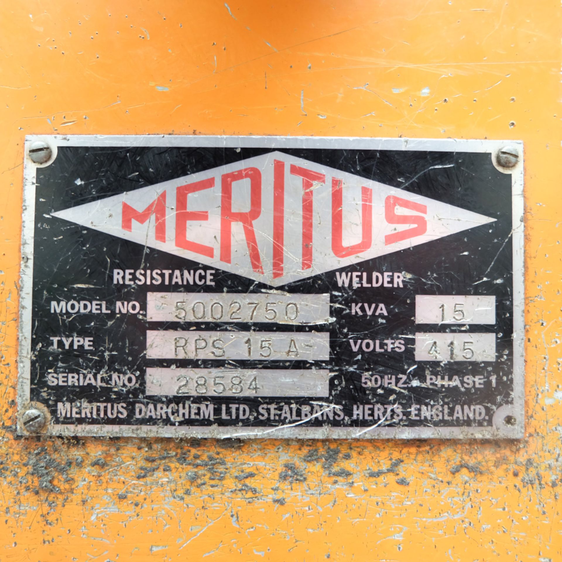 Meritus Type RPS 15A Spot Welder. Welding Power 15 KVA Max. - Image 5 of 7