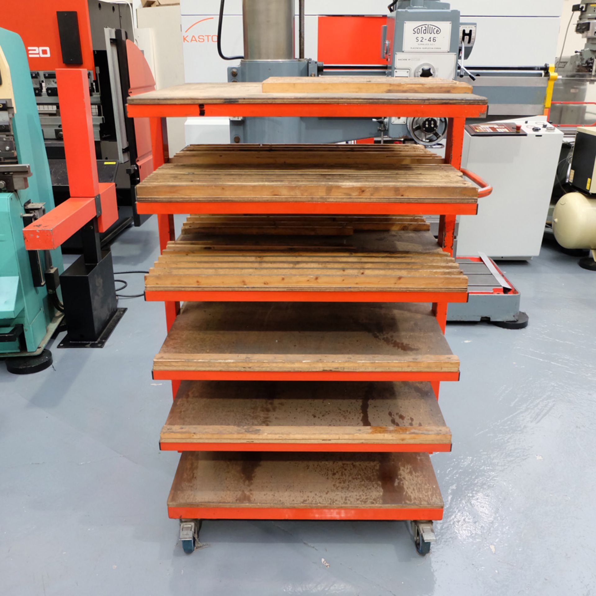 Press Brake Tooling Rack on Wheels. 6 Shelves.