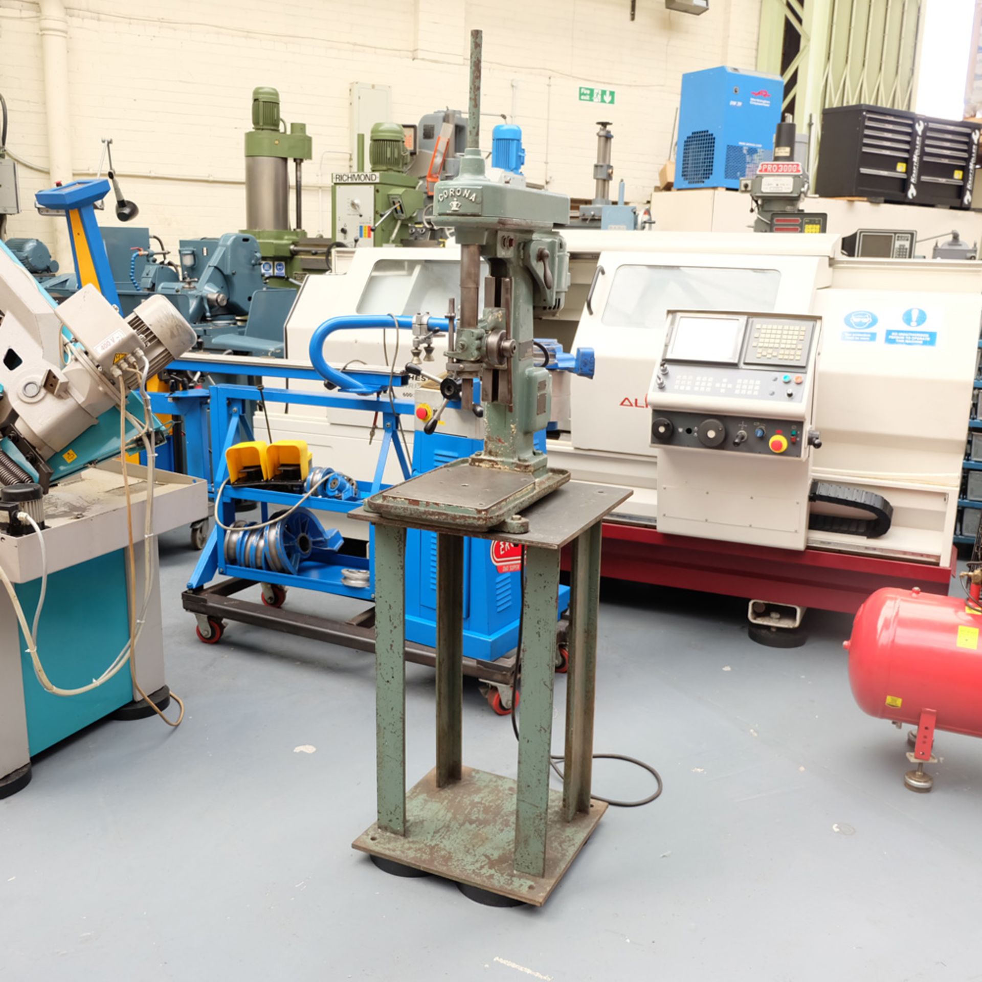 Pollard Corona Model 1FX Bench Drilling Machine. Throat 150mm. Spindle Speeds 500 - 1500rpm.