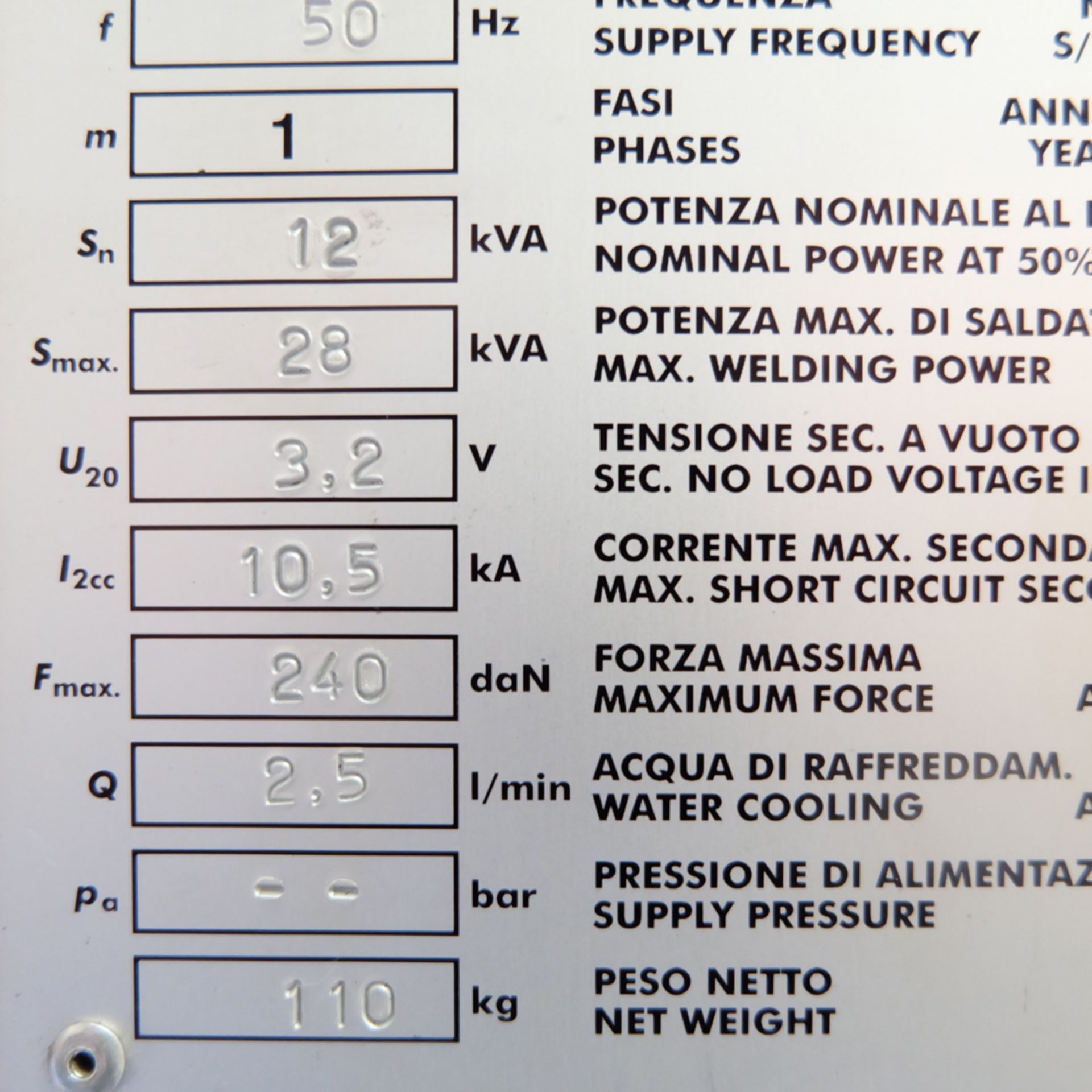 Tecna Model TE25 Spot Welding Machine. Welding Power 28 KVA Max. - Image 8 of 8