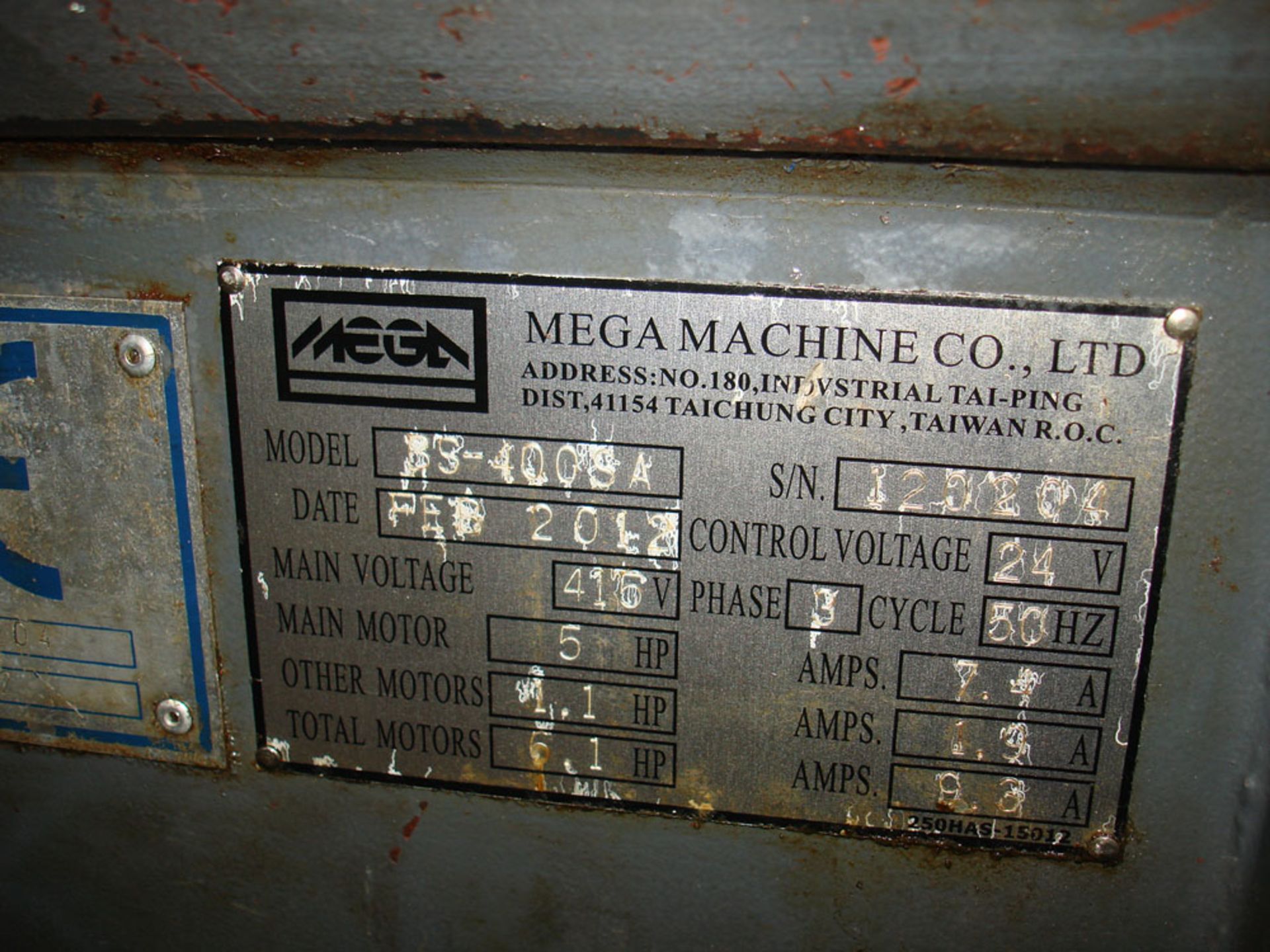 Mega BS 400 SA Horizontal Semi Automatic Bandsaw. Capacity 400mm. D.O.M 2012. - Image 9 of 9
