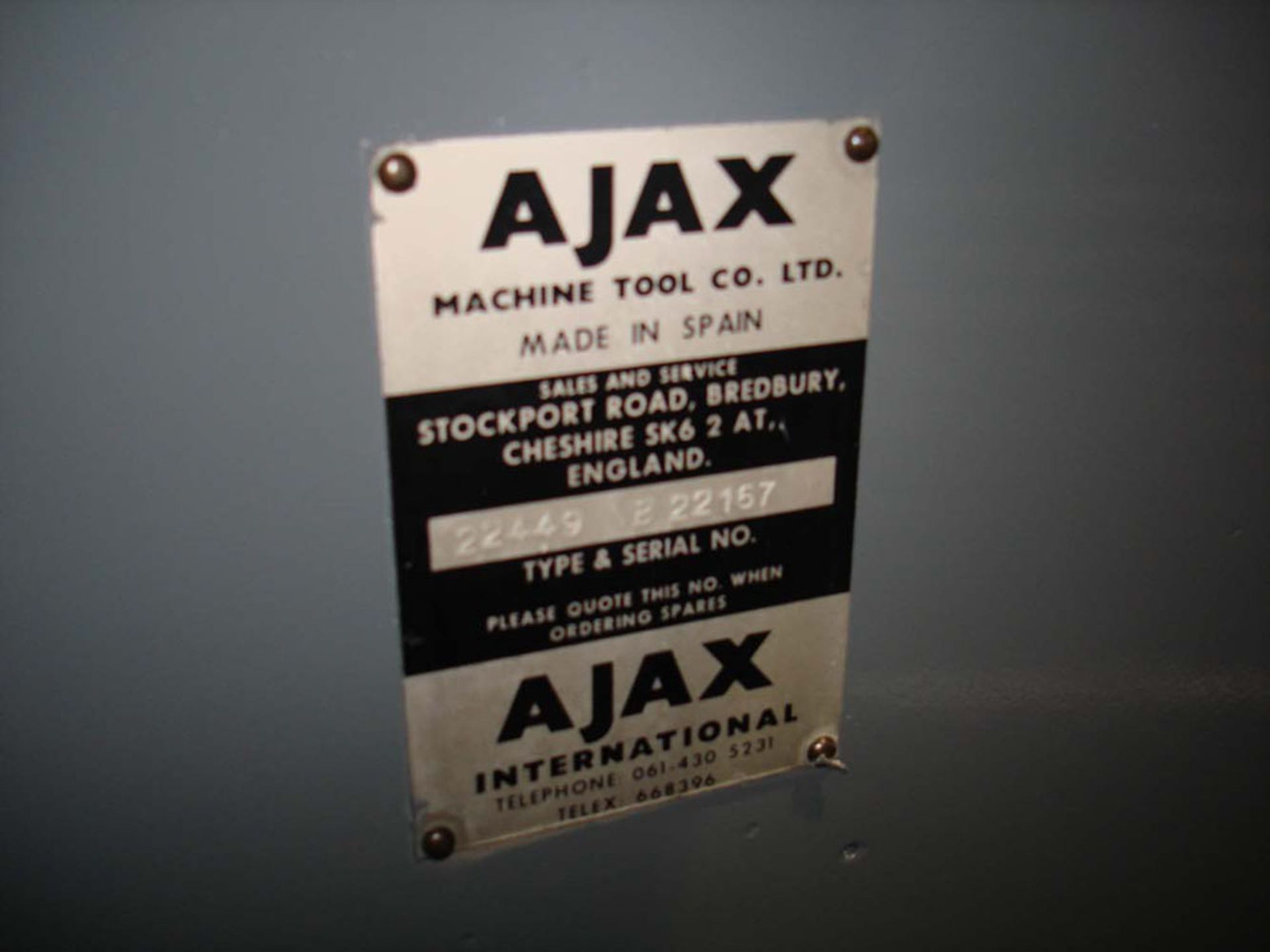 Ajax Model UP Universal Milling Machine. Table 1100 x 240mm. Long Traverse 750mm. - Image 6 of 6
