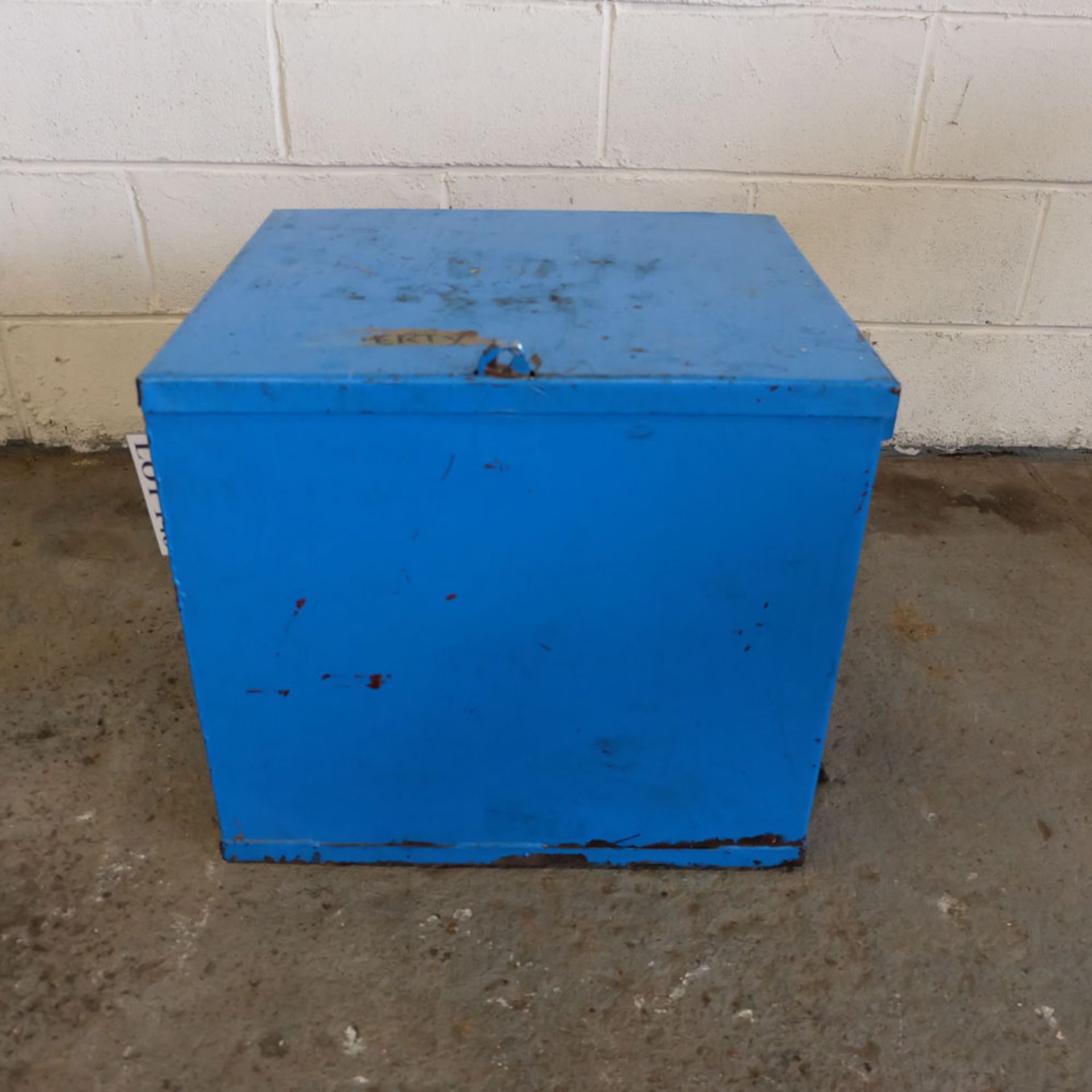 Steel Storage Box. Approx Size 22 1/2" x 20" x 20 1/2" High.