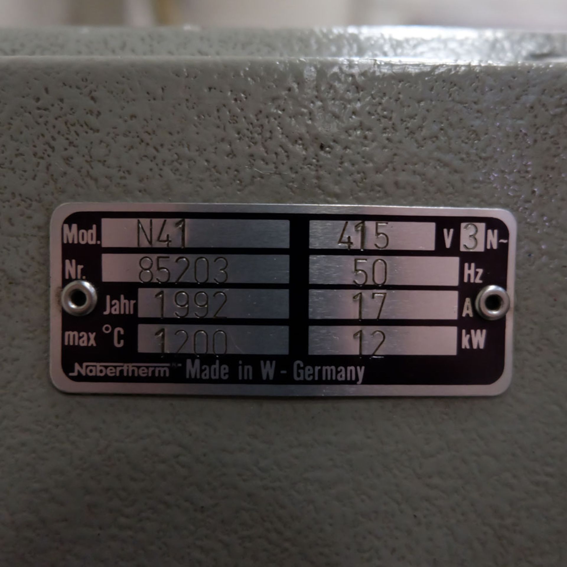 Ramsell Naber Oven. Model N41. Max Temperature: 1200 Degrees Celcius. - Image 6 of 7