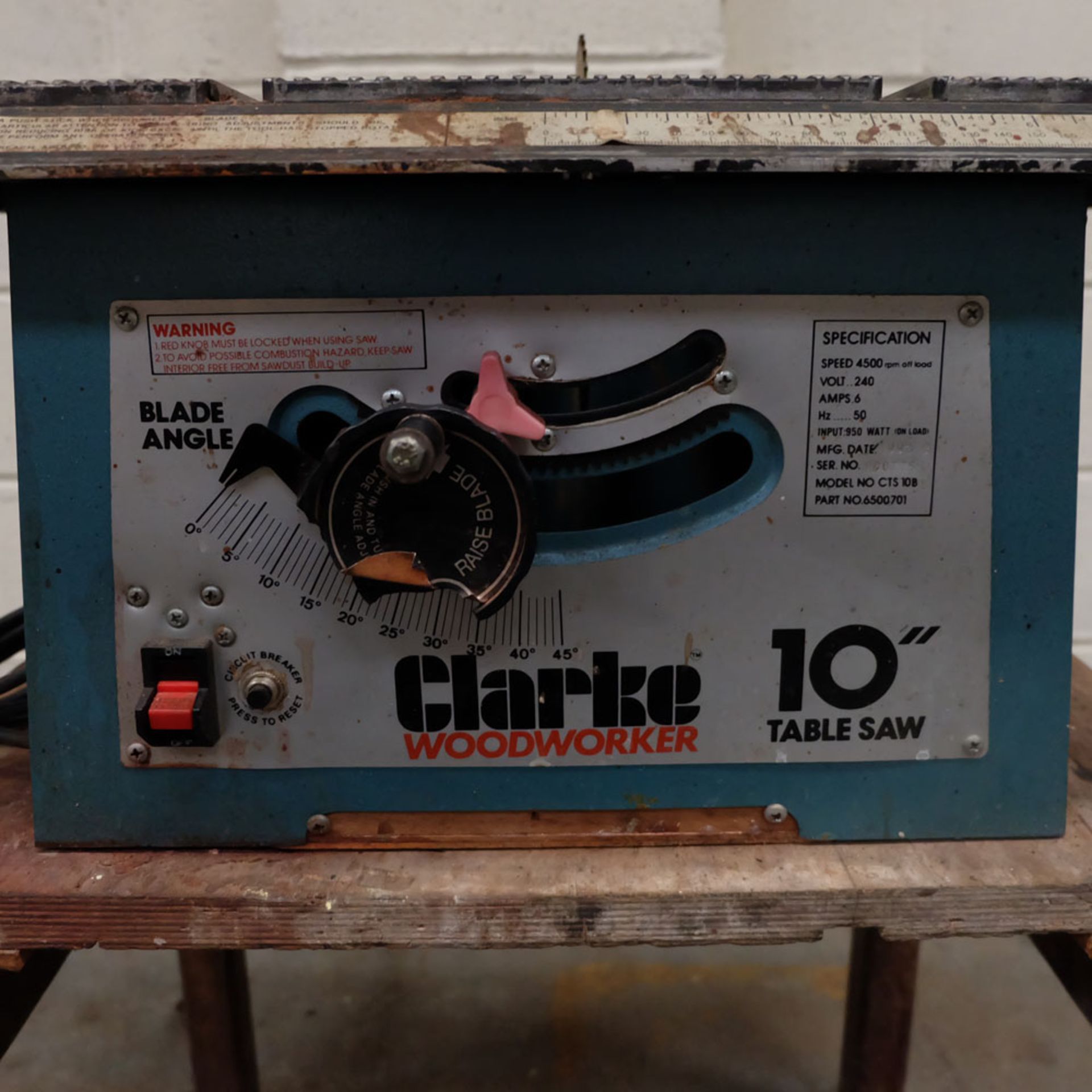 Clarke 10" Tilting Blade Wood Saw. Single Phase. - Image 2 of 7