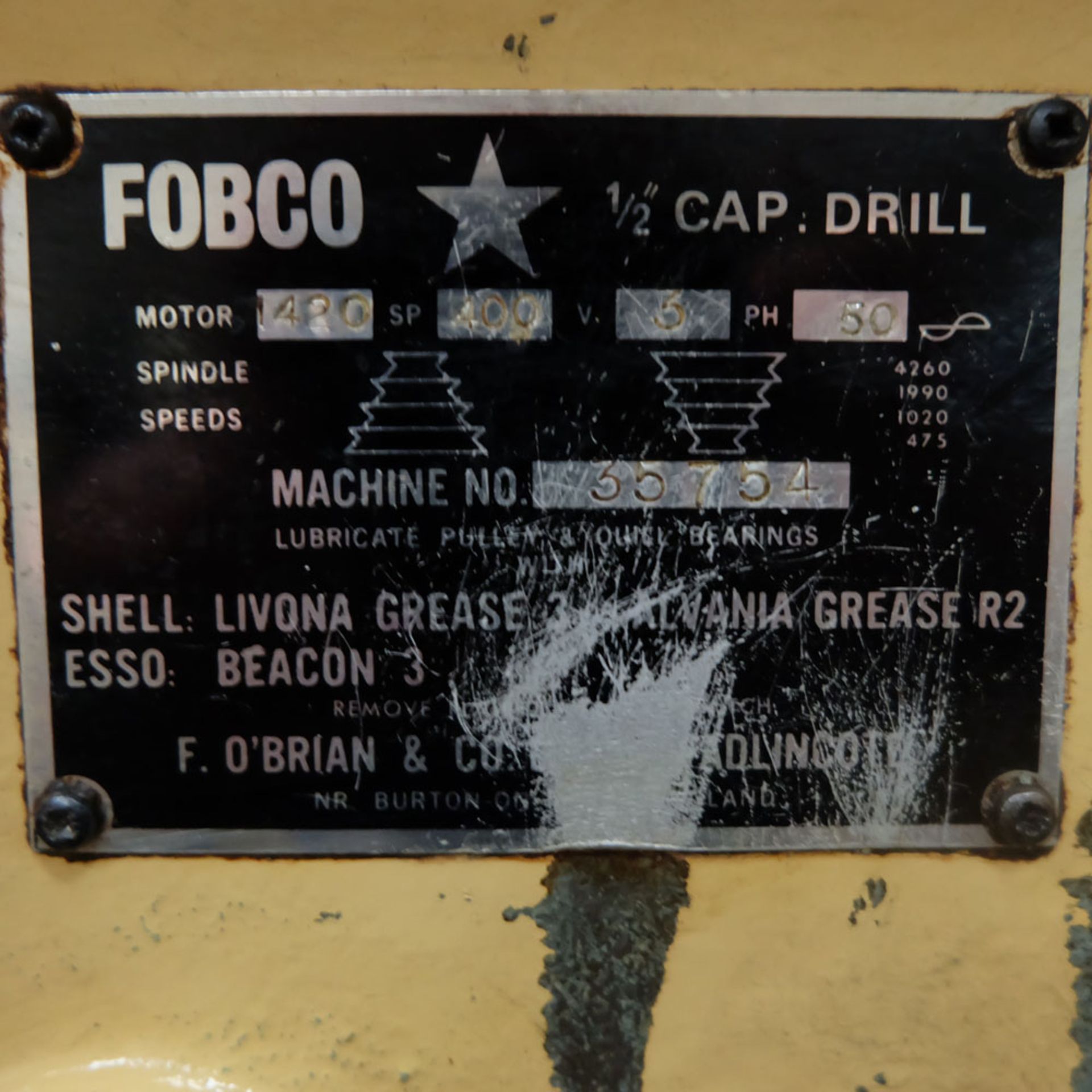 Fobco Star. Floor Standing Pillar Drill. Capacity 1/2". - Image 7 of 7