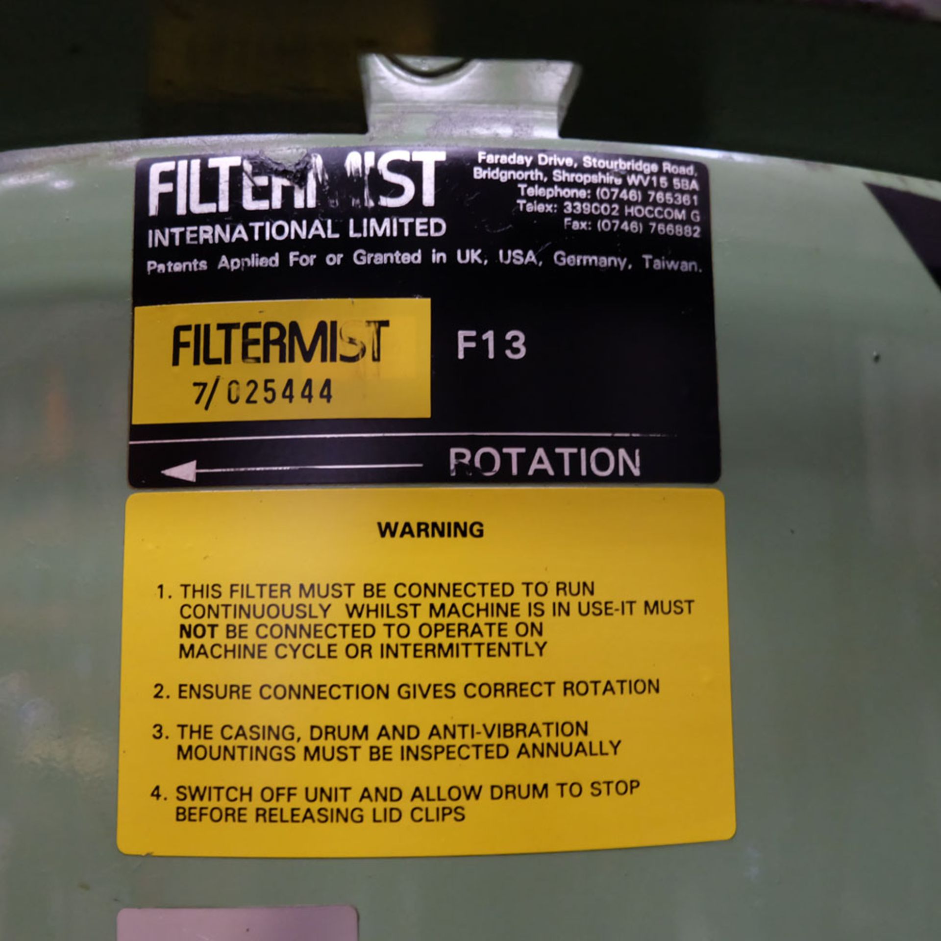 Filtermist Type F13. Pedestal Fume Extraction Unit. - Image 4 of 4