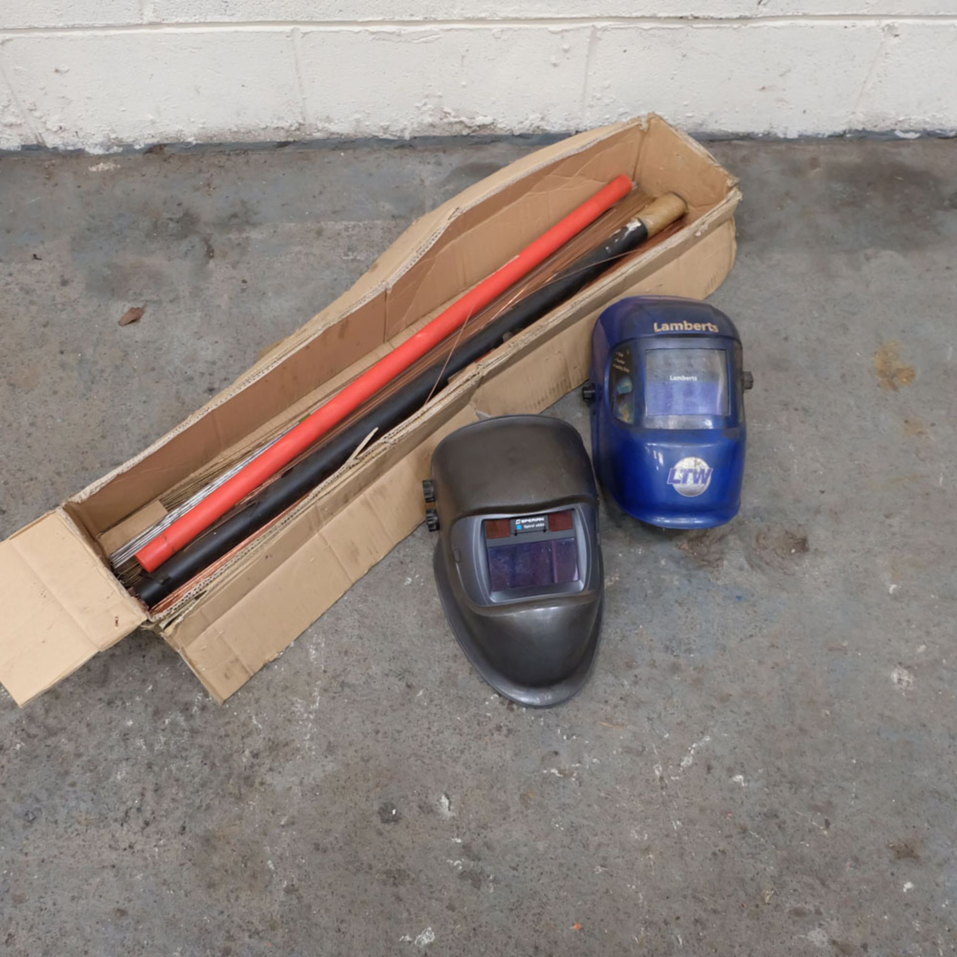 Lot of Welding Rods and Welding Masks.