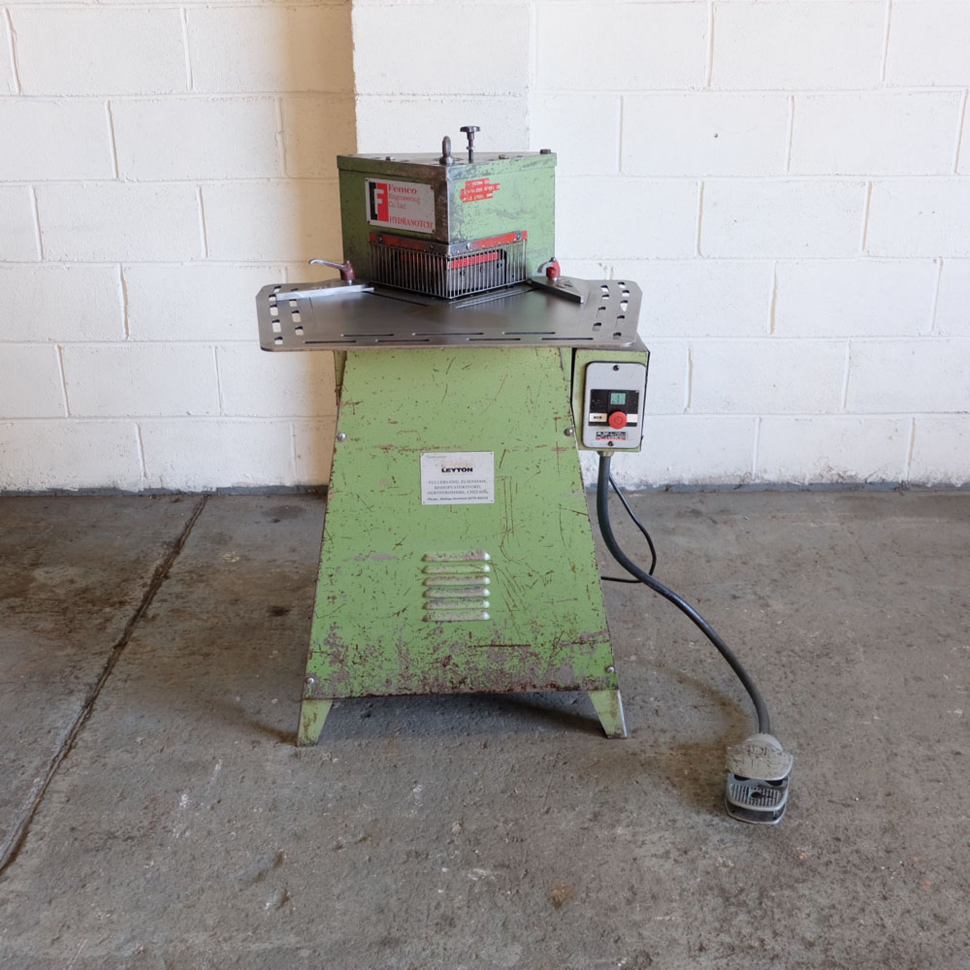 Femco Hydranotch Hydraulic Sheet Metal Corner Notcher. Capacity 125mm x 125mm x 3mm.