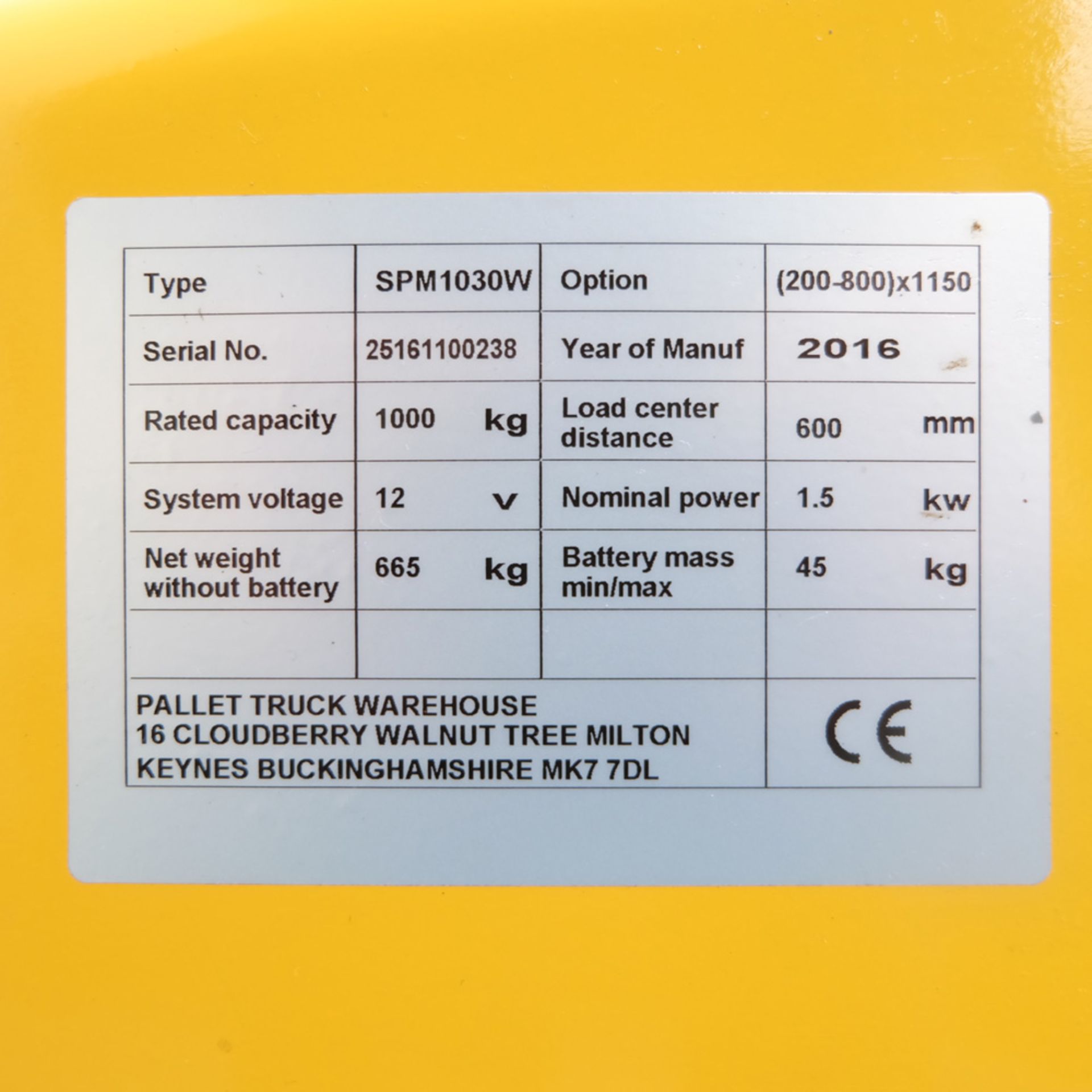 PTW Type Spmiow Pedestrian Hydraulic Pallet Lift Truck With ADJ Outriggers. - Image 7 of 12