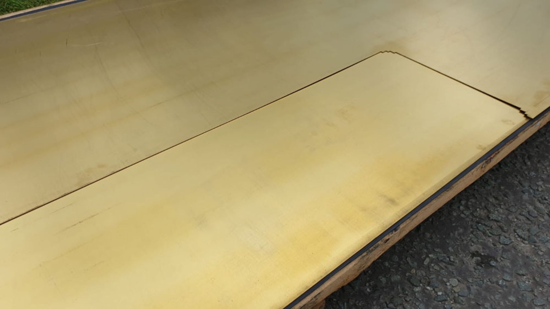 2 x Brass Sheets. 2440mm x 1220mm x 1.2mm. One with Cut our as per Lot Description. - Image 5 of 5