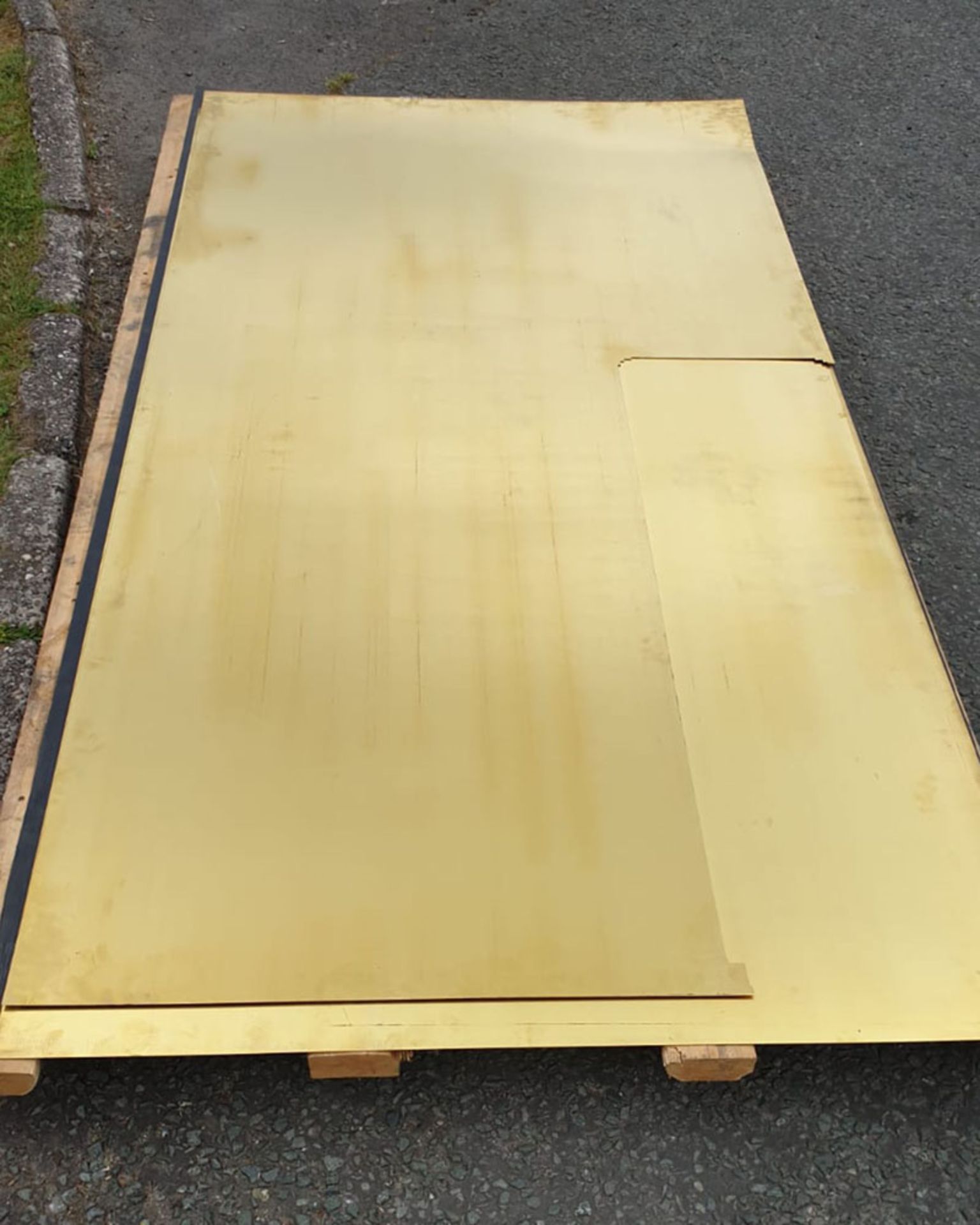 2 x Brass Sheets. 2440mm x 1220mm x 1.2mm. One with Cut our as per Lot Description. - Image 3 of 5