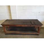 Large Wooden Workbench. Approx 99" x 34" x 34 3/4" High.