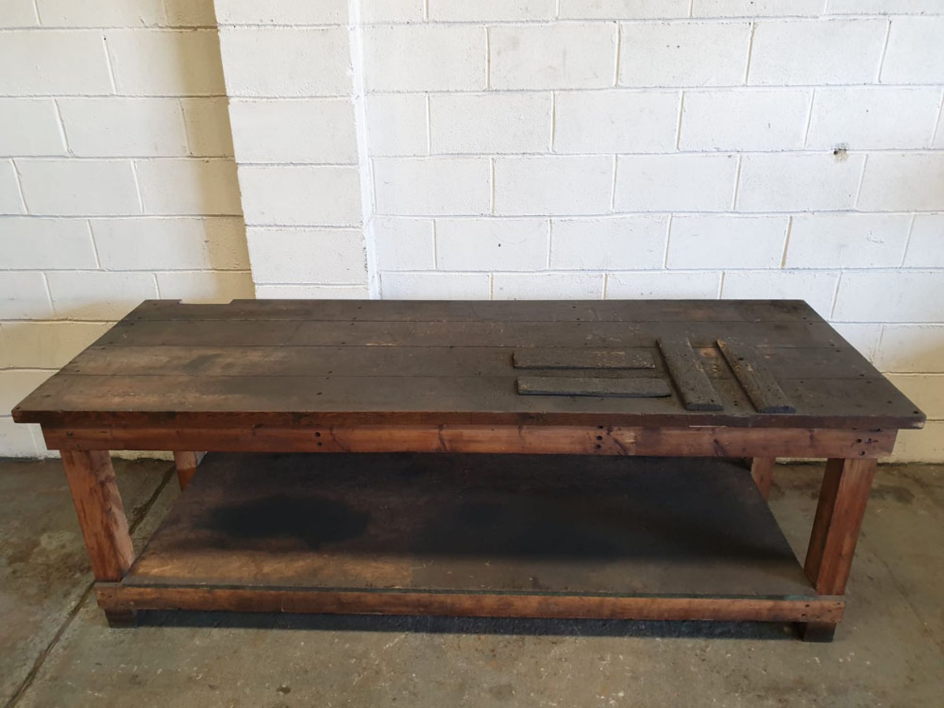 Large Wooden Workbench. Approx 99" x 34" x 34 3/4" High.