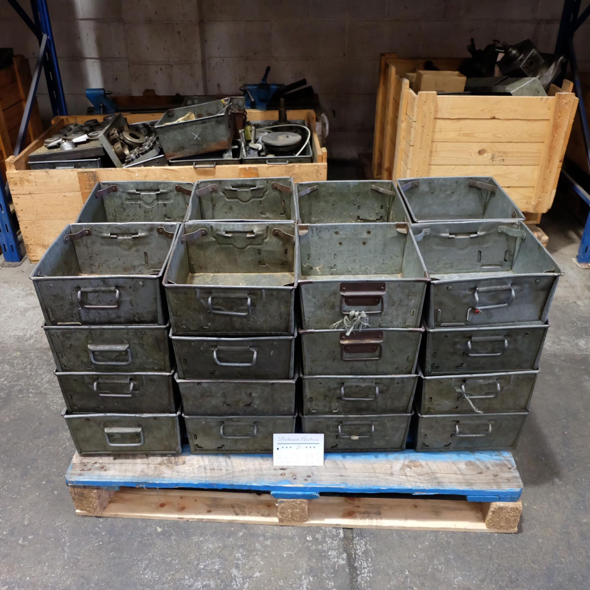 Quantity Of 32 Tote Bins With Handles Size 12" x 12" x 6" Deep.