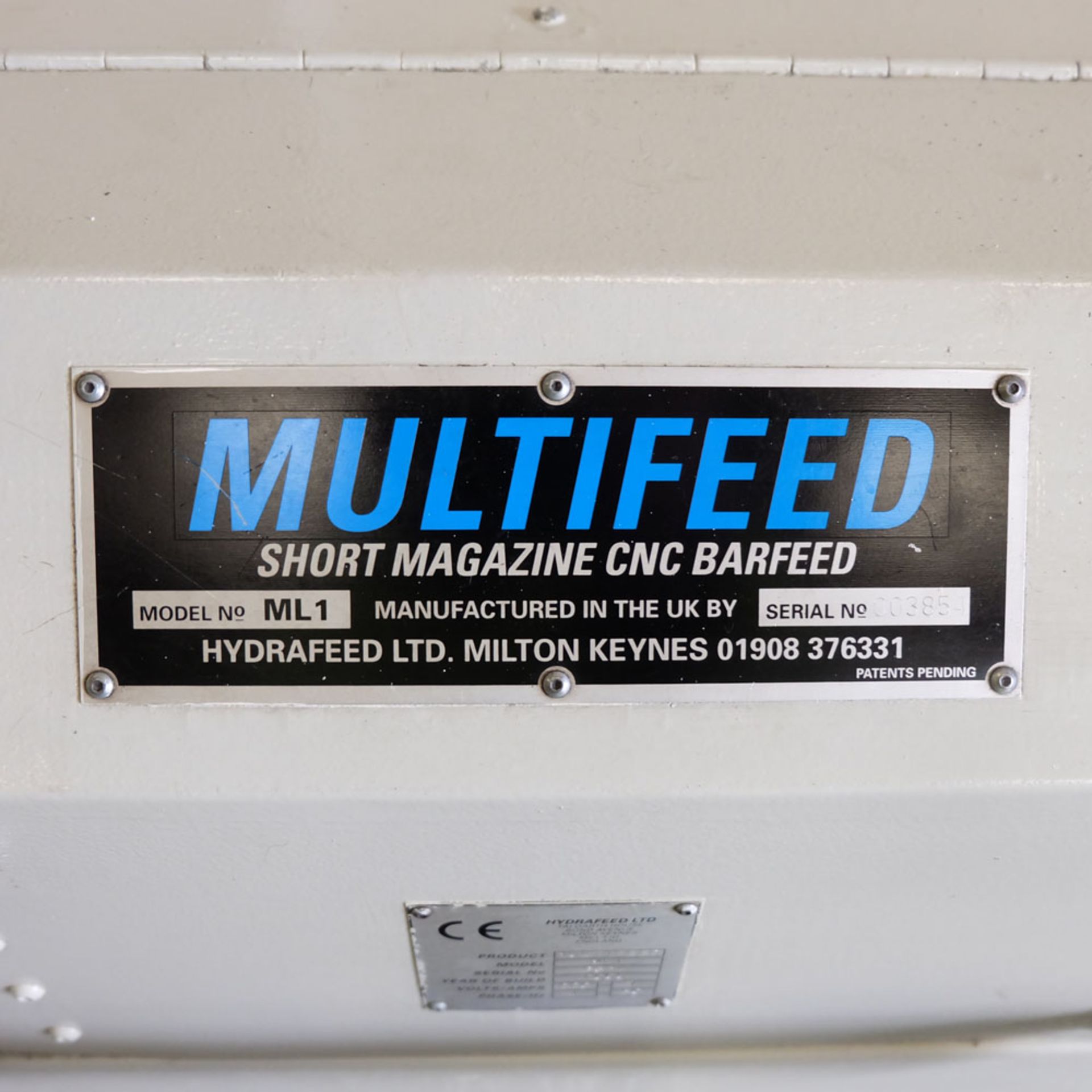 Multifeed Short Magazine CNC BarFeed. Model ML1. 220 Volt. Single Phase. - Image 7 of 7